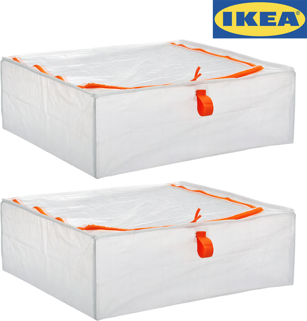 이케아 55X44X19 페르클라 PARKLA 리빙 수납박스 2개입, 반투명, 1세트