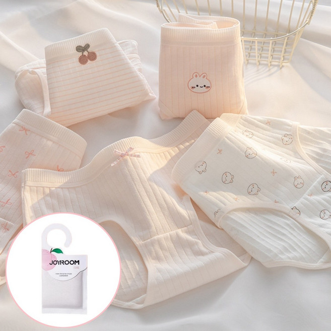 라나즈초이스 여성 귀여운 핑크 토끼 항균 순면 팬티 5종 세트