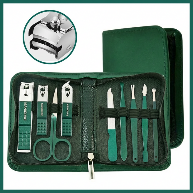 베리블루 휴대용 손톱깎이 세트 휴대용 셀프 네일케어, 1세트, 그린