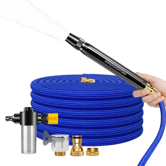 쉐리엘 세차 베란다 화장실 고압분사기 폼포트 꼬임방지호스, 블루, 30m
