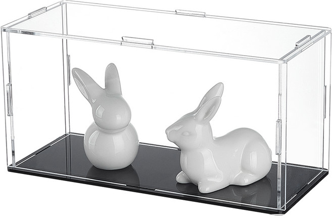 아크릴 케이스 블랙 받침대 포함 피규어 기념품 먼지방지 보관 전시용 다용도 정리함, 소사이즈