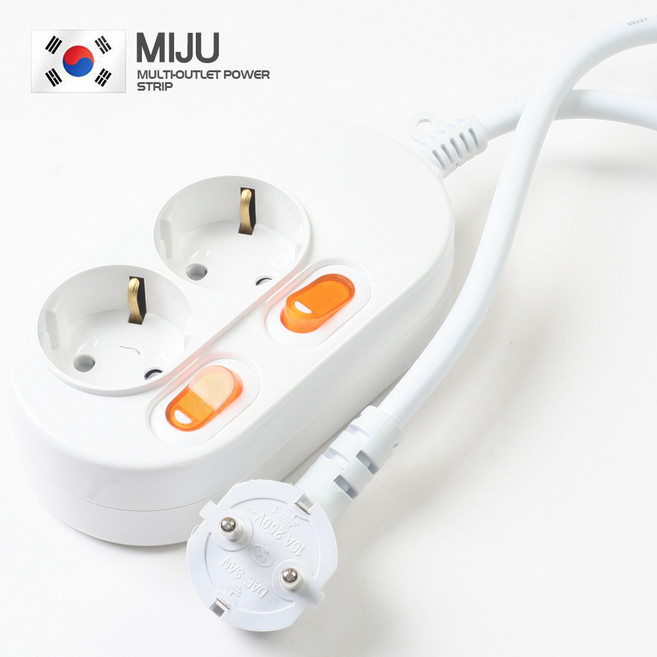 MIJU 개별차단 코드선 접지 멀티탭 2구 3구 1.5M 3M 5M, 1개