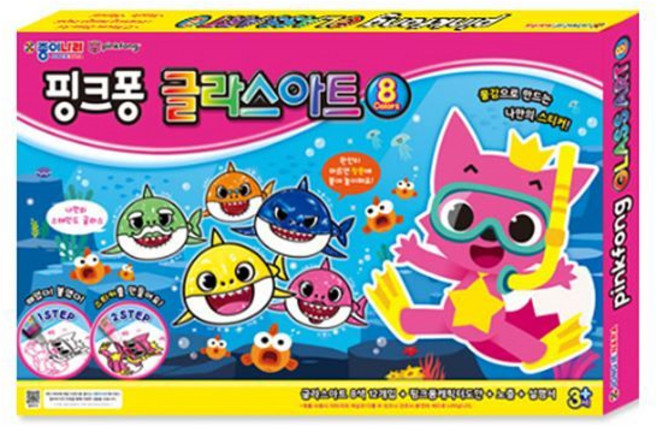 핑크퐁 아기상어 글라스데코 핑크퐁 글라스데코 아기상어 스티커 유치원 어린이집 만들기 미술놀이 글라스데코, 상세페이지 참조, 1개