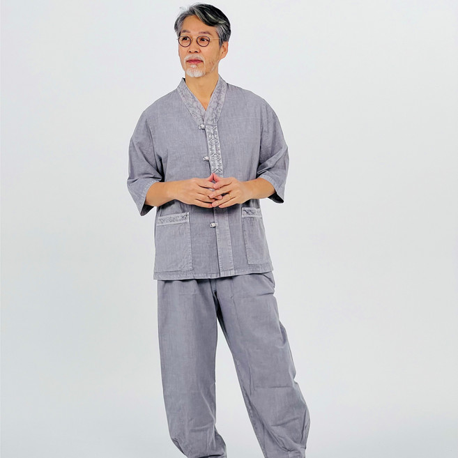 백제봉 생활한복 여름 7부 전통문양 저고리 바지 한벌 개량한복 세트 남자 남성 여자 여성 5색상