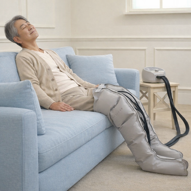 영쓰템 세븐라이너 S3 공기압 다리 발 안마기 종아리마사지기, 아이보리