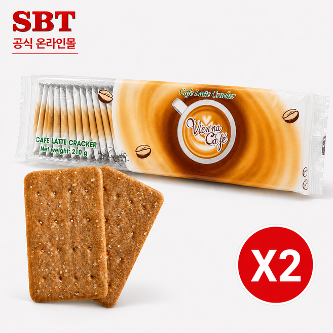 비엔나카페 카페라떼크래커 개별포장 간식 대용량과자 사무실간식, 2개, 210g
