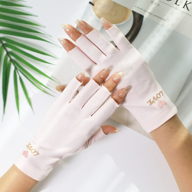 윈즈 여성 자외선차단 운전 장갑 손가락 반장갑 쿨장갑 봄 여름 가을, 연핑크L, 1개