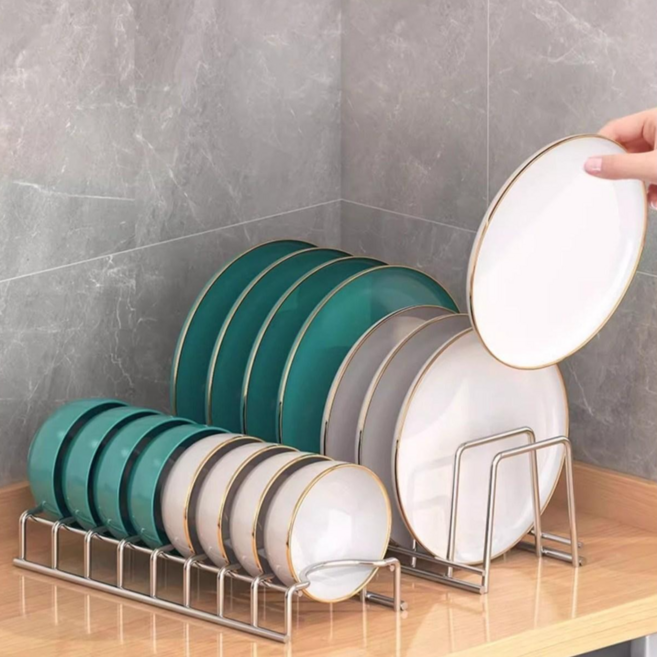 스테인리스 그릇접시 수납 거치대 1+1 올스텐 접시꽂이 그릇건조대 정리수납 2P세트 싱크대정리 주방용품, 정리대2P세트, 1세트