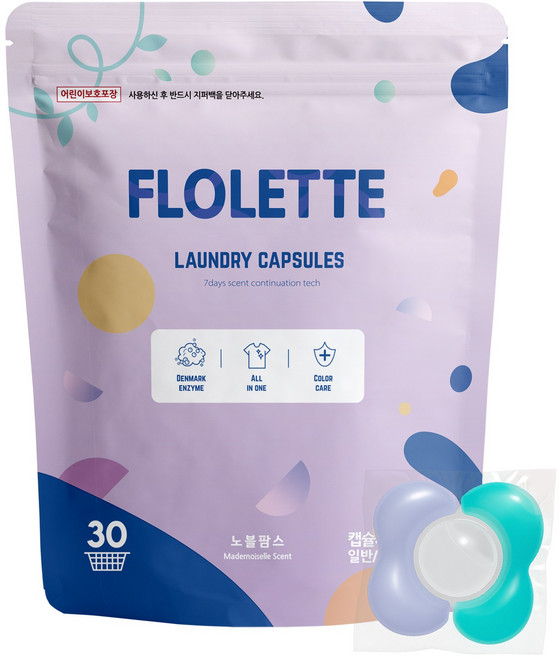플로레떼 퍼퓸 올인원 캡슐 세제 마드모아젤 향, 30개입, 1개