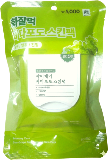 5위 - 마미케어 바다포도 스킨팩 + 코즈멧 컬러 미니빗, 1개, 80매입