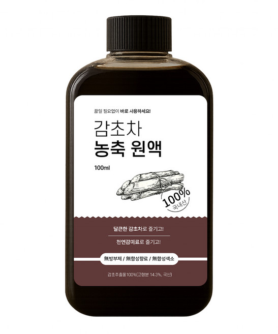 끓일 필요없는 국산 감초 추출물 원액 / 감초농축원액 / 천연감미료, 1개, 100ml