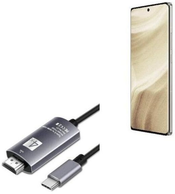 Realme GT5 Pro와 호환되는 박스웨이브 케이블 - 스마트디스플레이 USB 타입-C에서 HDMI6피트 CHDMI 제트 블랙