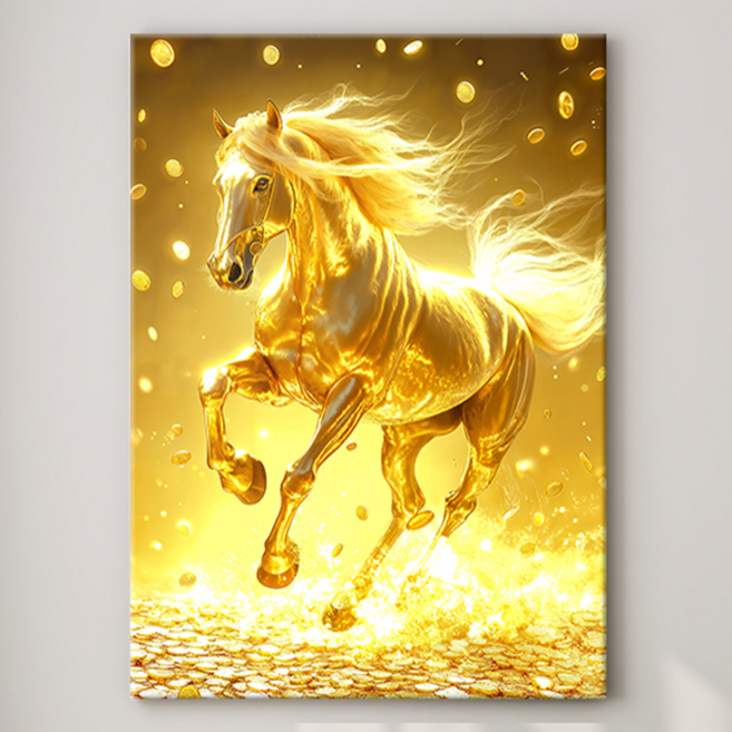 [인메이블] 풍수 동물 그림 10종 캔버스액자 금전운 건강 재물 빛나는황금말, 01.빛나는황금말, 12호 [60.6x45.5cm]