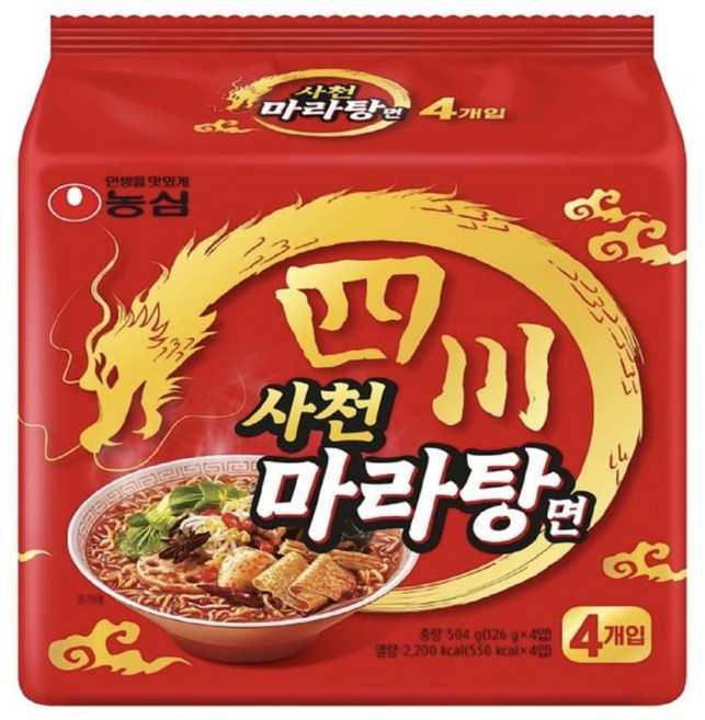 마라탕에 빠질수 없는 중요건더기가 가득 농심 사천 마라탕면 (사탕증정), 4개