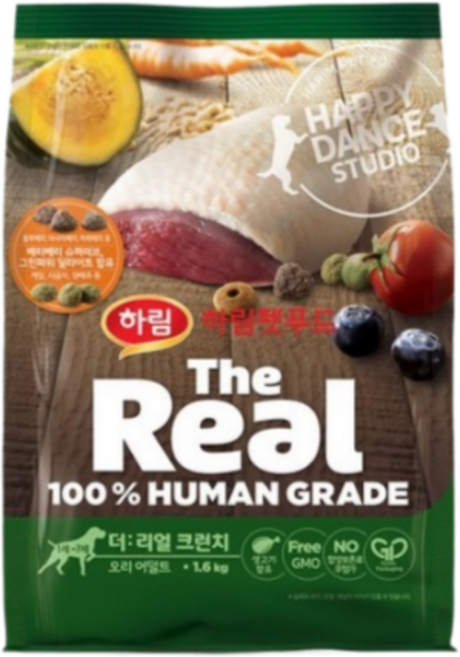 하림펫푸드 더리얼 크런치 어덜트 강아지사료, 오리, 1.6kg, 9개