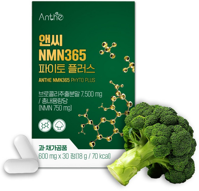 앤씨 NMN 65 파이토 플러스 600mg 0정 미국산 프리미엄 식물성 브로콜리 엔엠엔 콜라겐, 1개, 30정