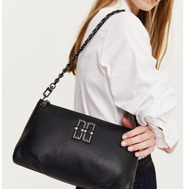 닥스 여성 DD 로고 소가죽 체인 숄더백 겸 탈부착 스트랩 크로스백 WCBA1F401BK