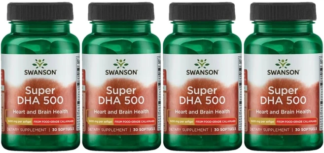 스완슨 슈퍼 DHA 500, 4팩, 30정 - 쿠팡