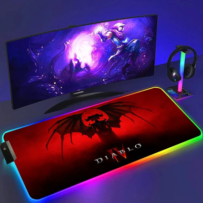 쿠쿠스토어 Diablo 4 IV LED 게임 마우스 패드 대형 데스크 매트 PC 게이머 XL RGB 미끄럼 방지 백라이트가, 03 RGB 250x350x3mm, 17 C3252