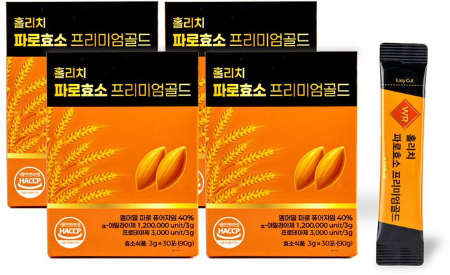 홀리치 파로효소 프리미엄 골드 발효 곡물 효소 이탈리아 엠머밀, 120개, 3g