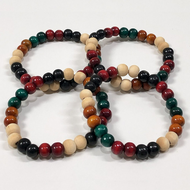 백단향 패션 염주 건강 재물 행운 부적 불교 팔찌 4개 1세트