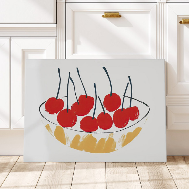 나른한 오후 감성 회화 힐링 일러스트 카페 인테리어 그림액자 캔버스 액자 6종 집들이선물 포스터 방꾸미기, 06.Red jazz cherry(가로형)