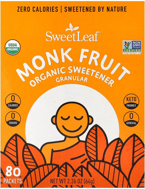스위트 리프 스테비아 몽크 후르츠 감미료 과립 80포 2.26온스 64g SweetLeaf Stevia Monk Fruit Organic Sweetener Granular 80