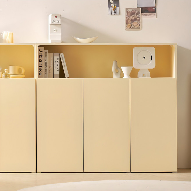뉴모던 3단 1200 상부오픈형 높은 수납장 방문설치, 버터옐로우