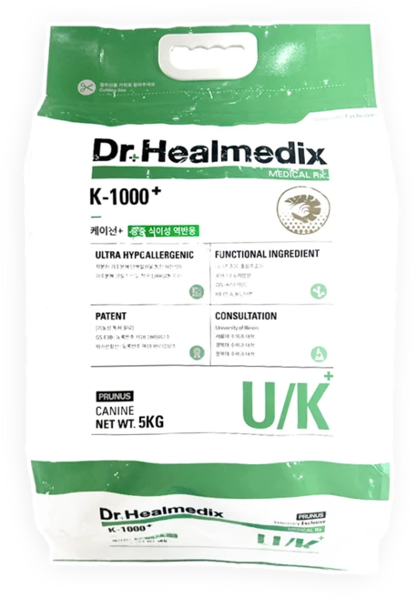 닥터힐메딕스 울트라 하이포알러제닉 K-1000 플러스 U/K 5kg 강아지 처방사료, 1개, 피부/피모+알러지 - 쿠팡