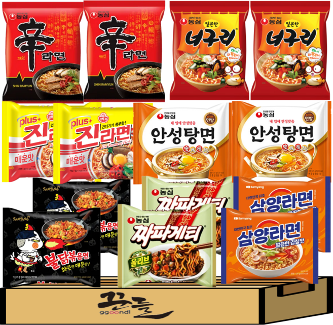 국민 봉지라면 베스트 조합 7종 세트A(신라면+진라면+짜파+너구리+안성+불닭+삼양)
