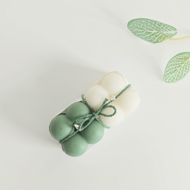 큐브 캔들 집들이 인테리어 개업 자취 선물 답례품 오브제 캔들, 미니 그린큐브세트