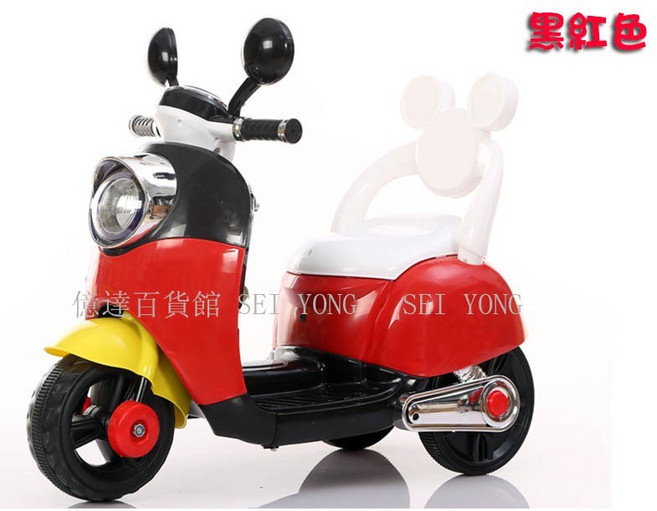 淘氣寶貝 兒童電動摩托車 三輪摩托車 可外接MP3, 1個, 黑紅色 椅背款, 黑紅色 椅背款