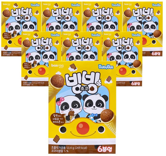 아이스콘 과자 바스락 빙빙초코(소)53.4g X 8곽, 427.2g, 1세트