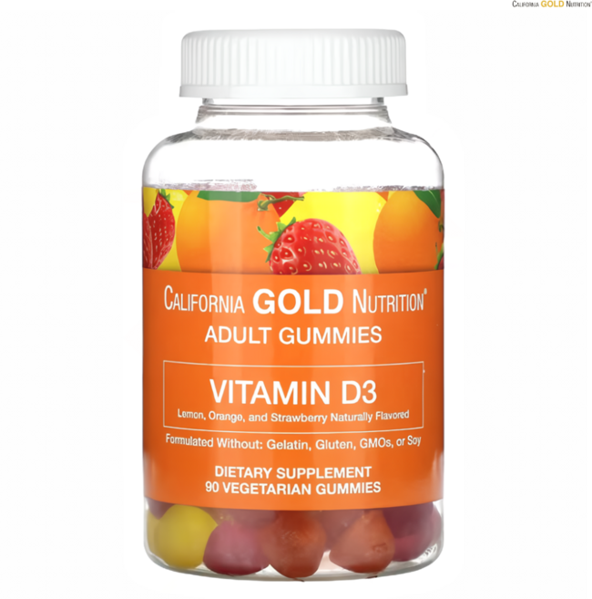 [구미90개입] CGN 캘리포니아골드뉴트리션 비타민D3 구미젤리 90개 혼합베리 및 과일향, 1개, 90정