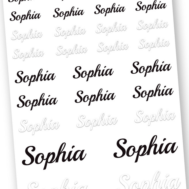 배경없이 이름만 붙이는 이름표스티커 반영구 완벽방수 네임스티커 이름스티커, 엠보E74