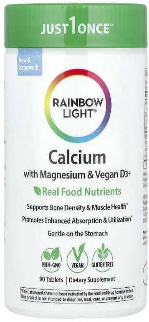 레인보우라이트 칼슘 마그네슘 비타민D3 칼마디 비건 90정, 1개 - 쿠팡
