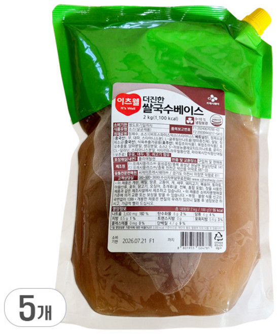 CJ 이츠웰 더진한 쌀국수베이스 2kg, 5개