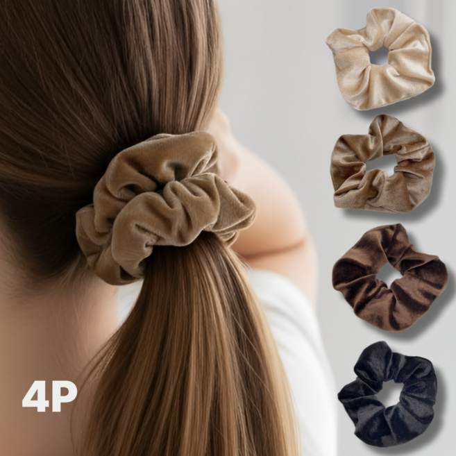 쫀쫀한 곱창 머리끈 스크런치 여성 헤어 밴드 머리 끈 4종