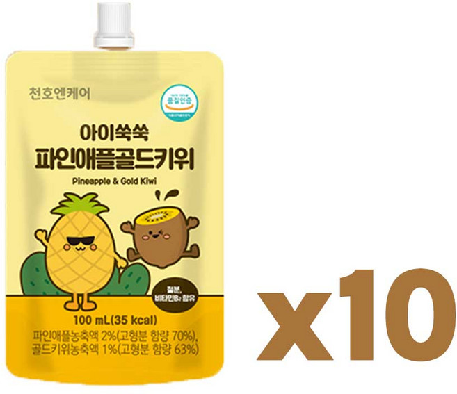 천호엔케어 아이쑥쑥파인애플골드키위 어린이음료수, 10개, 100ml