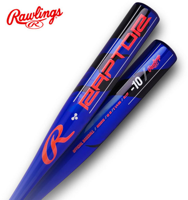 롤링스 유소년 알루미늄 야구배트 랩터 RUS5R10 (-10), 30인치 / 20온스, 블랙/오렌지, 1개