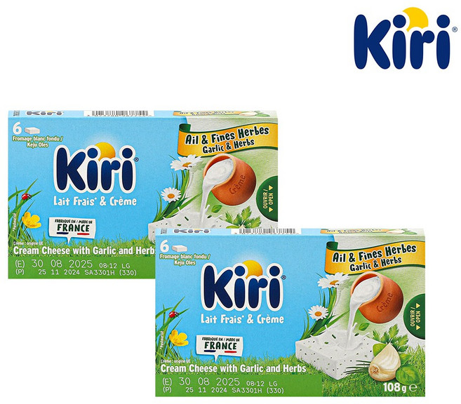 끼리 크림치즈 포션 6P 갈릭앤허브 2개, 108g