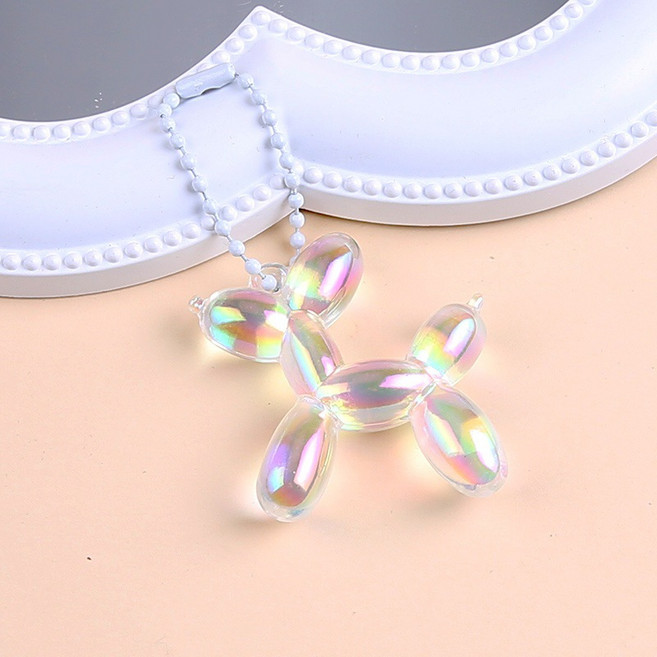 귀여운 풍선 강아지 아크릴 키링 가방 키홀더 우정 선물용 데일리 포인트 참장식, 화이트, 1개