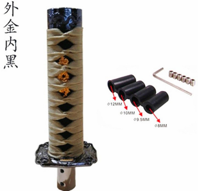 레버확장 차량 스틱 헤드 사무라이 기어봉 교체, G. 아우터 골드 이너 블랙 스퀘어 20CM