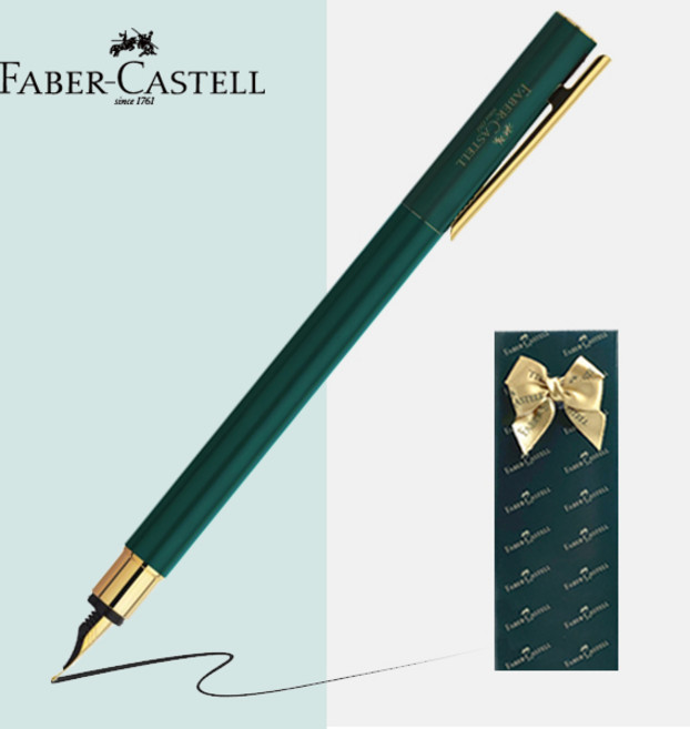 파버카스텔 만년필 네오슬림 골드 / 틴케이스 [무료선물포장], 레인 포레스트, F촉(보통촉)