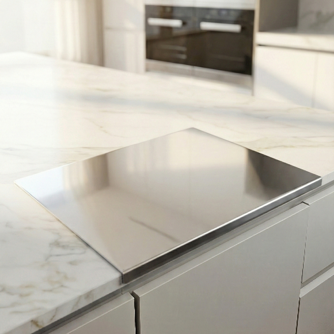 ELSEI 316 스테인리스 위생 도마 절곡형 싱크대 고정 스텐도마 반죽판 가정용 소형도마, 1개, 실버