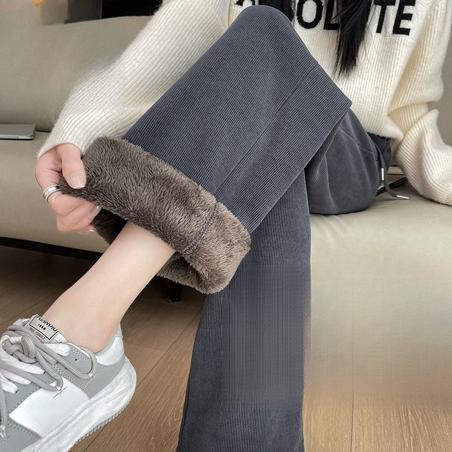 해피유통 여성 캐시미어 기모 도톰 와이드 캐주얼 팬츠jhq