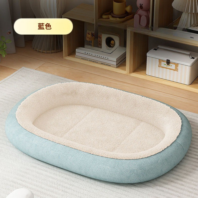 狗窩 寵物墊 咖啡色 淺灰色 寵物床 寵物窩, 藍色,M50x40cm 適用2.5kg內, 1個