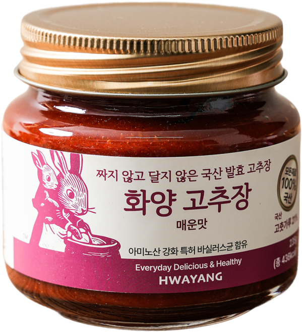 화양 짜지않고 달지않은 무설탕 무첨가 국산 발효고추장(매운맛), 235g, 1개