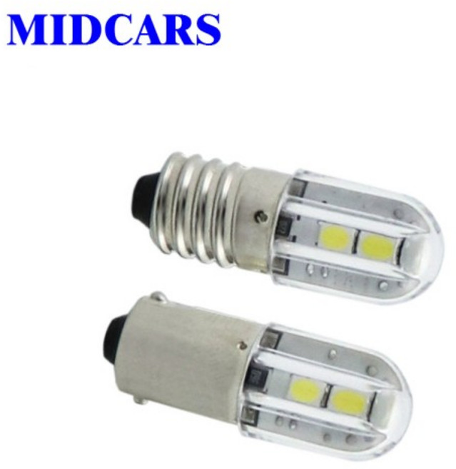 호환 10pcs E10 Led 전구 Ba9s 6V T4w 1w 표시 등 6.3V 12V 24V 48V 2835 4SMD, 13 E10-220V-warm white