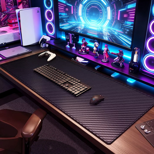 게이밍 장패드 와이드 데스크 마우스패드, 1개, 탄소 섬유